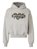 Hdfish custom grey cropped oversized hoodie original snake print front OEM custom apparel