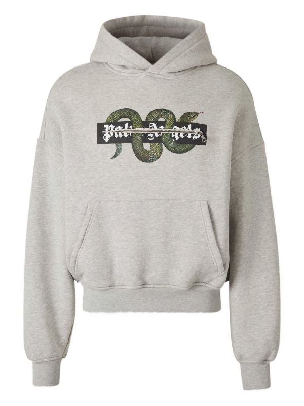 Hdfish custom grey cropped oversized hoodie original snake print front OEM custom apparel