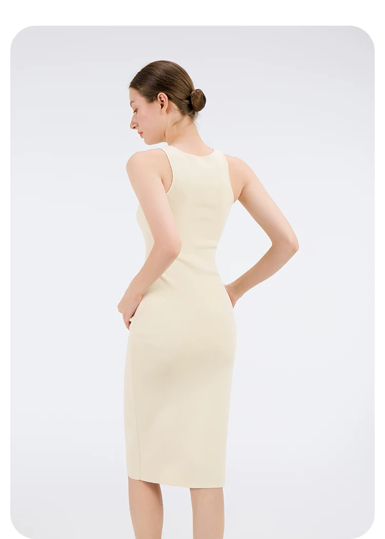Custom Private Label Fitted Sleeveless Elegant Women's Midi Dress Bulk Wholesale