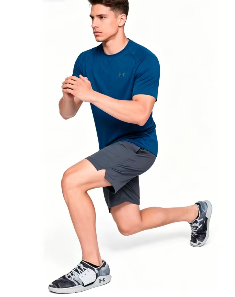 Custom performance sport t-shirt men's short sleeve male model back wearing view Haideyu
