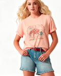 Haideyu OEM Vintage Graphic Print Crew Neck Cotton Short Sleeve Women T-Shirt
