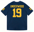 Haideyu OEM custom navy men's cotton t-shirt with vintage 19 number graphic print back view
