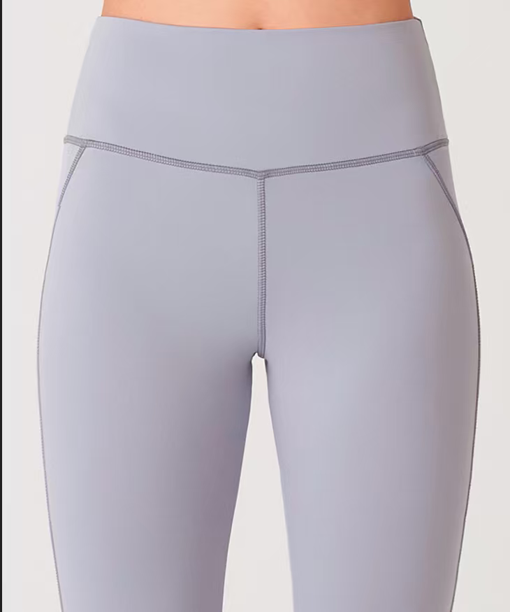 Sculpted hip lifting gym tights light gray rear effect shot, Haideyu factory custom sportswear