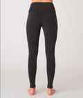 High waist stretch fitness bottoms black full back model view, buttery soft custom leggings Haideyu OEM