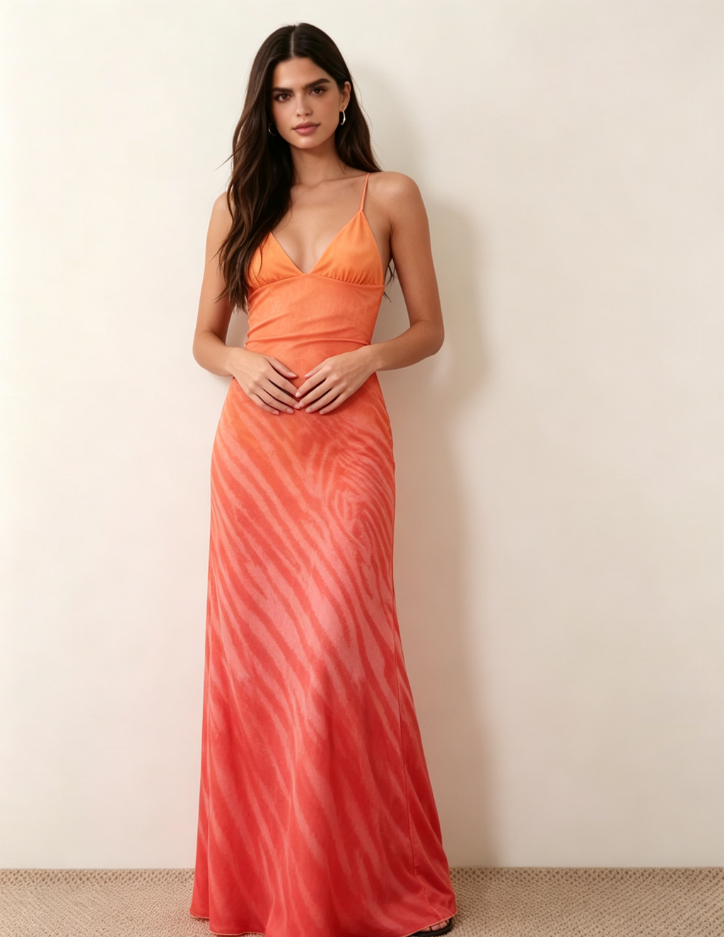 Hdfish Women's Ombre Zebra Print Maxi Dress Open Back Halter Party Dress OEM Custom