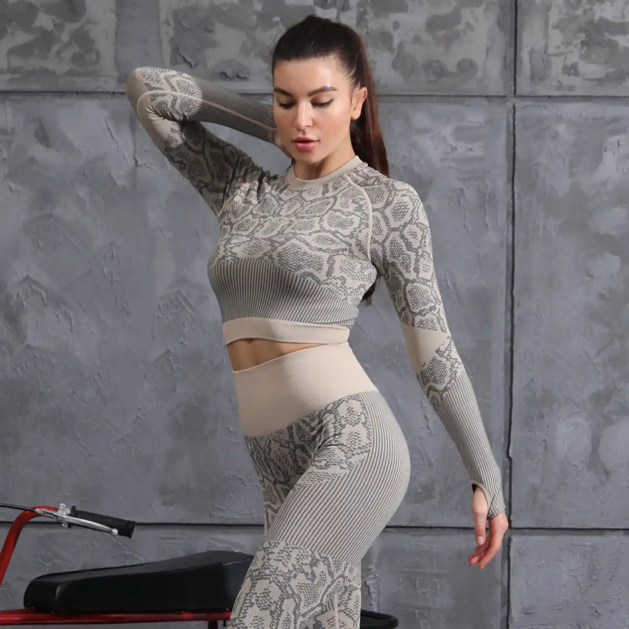 hdfish women's seamless long sleeve crop top and high waisted leggings yoga set